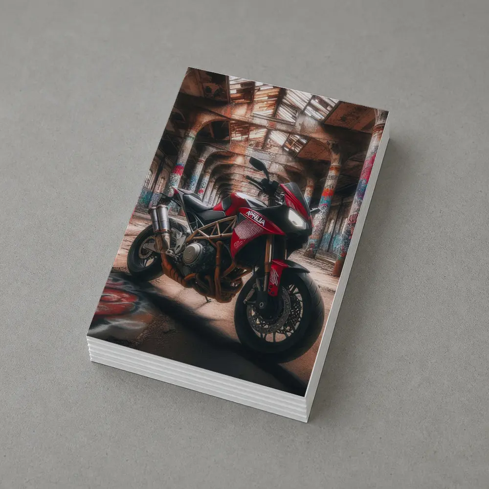 Aprilia Motorcycle Red Abandoned Industrial Hall – Postcards