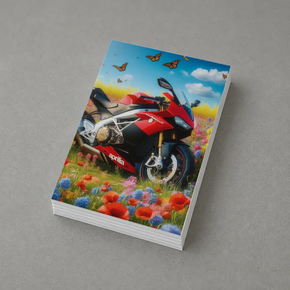 Aprilia Motorcycle Red Wildflower Field Butterflies – Postcards