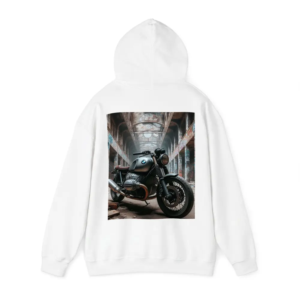 BMW Cafe Racer Motorcycle Abandoned Industrial Hall – Hoodies