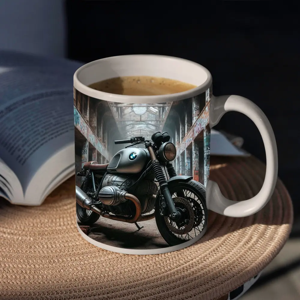 BMW Cafe Racer Motorcycle Abandoned Industrial Hall – Mugs