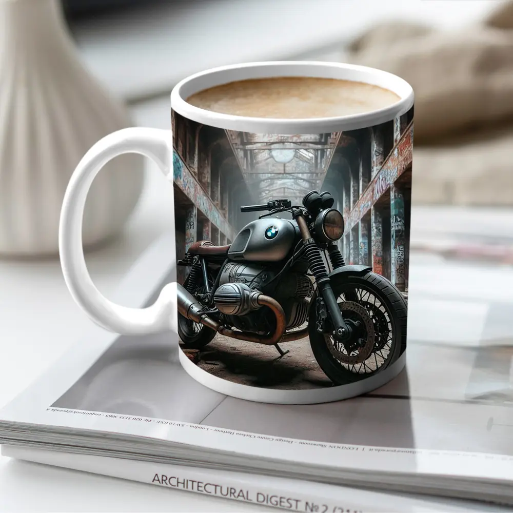 BMW Cafe Racer Motorcycle Abandoned Industrial Hall – Mugs