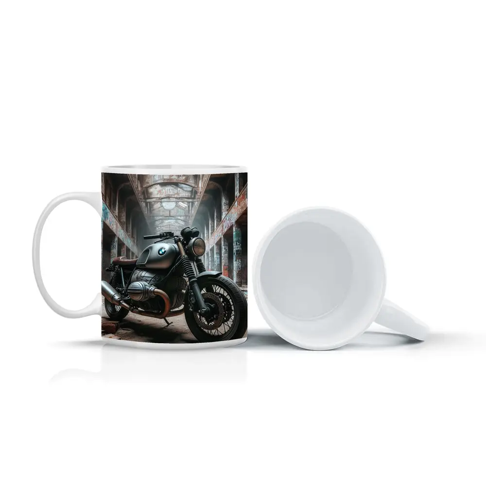 BMW Cafe Racer Motorcycle Abandoned Industrial Hall – Mugs
