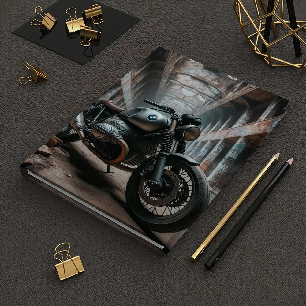 BMW Cafe Racer Motorcycle Abandoned Industrial Hall – Notebooks