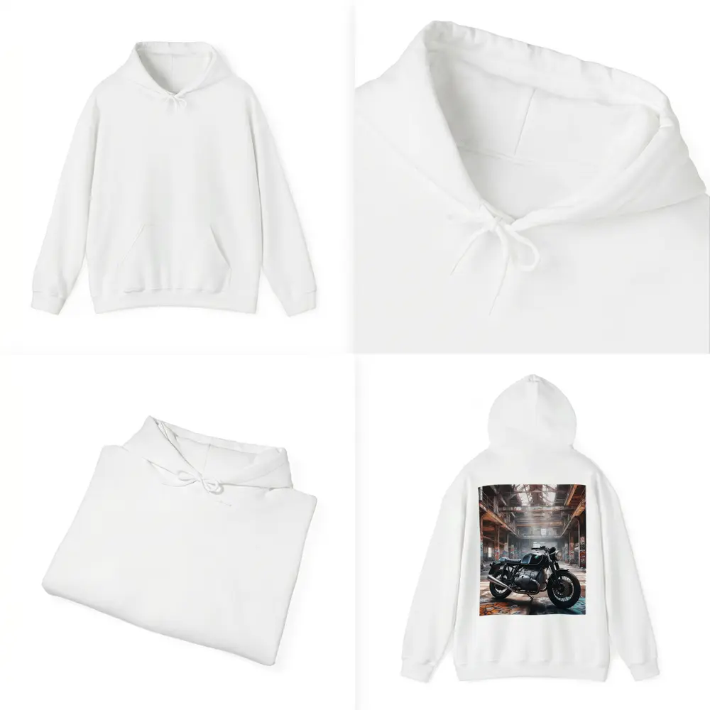BMW Cafe Racer Motorcycle Abandoned Industrial Hall – Hoodies