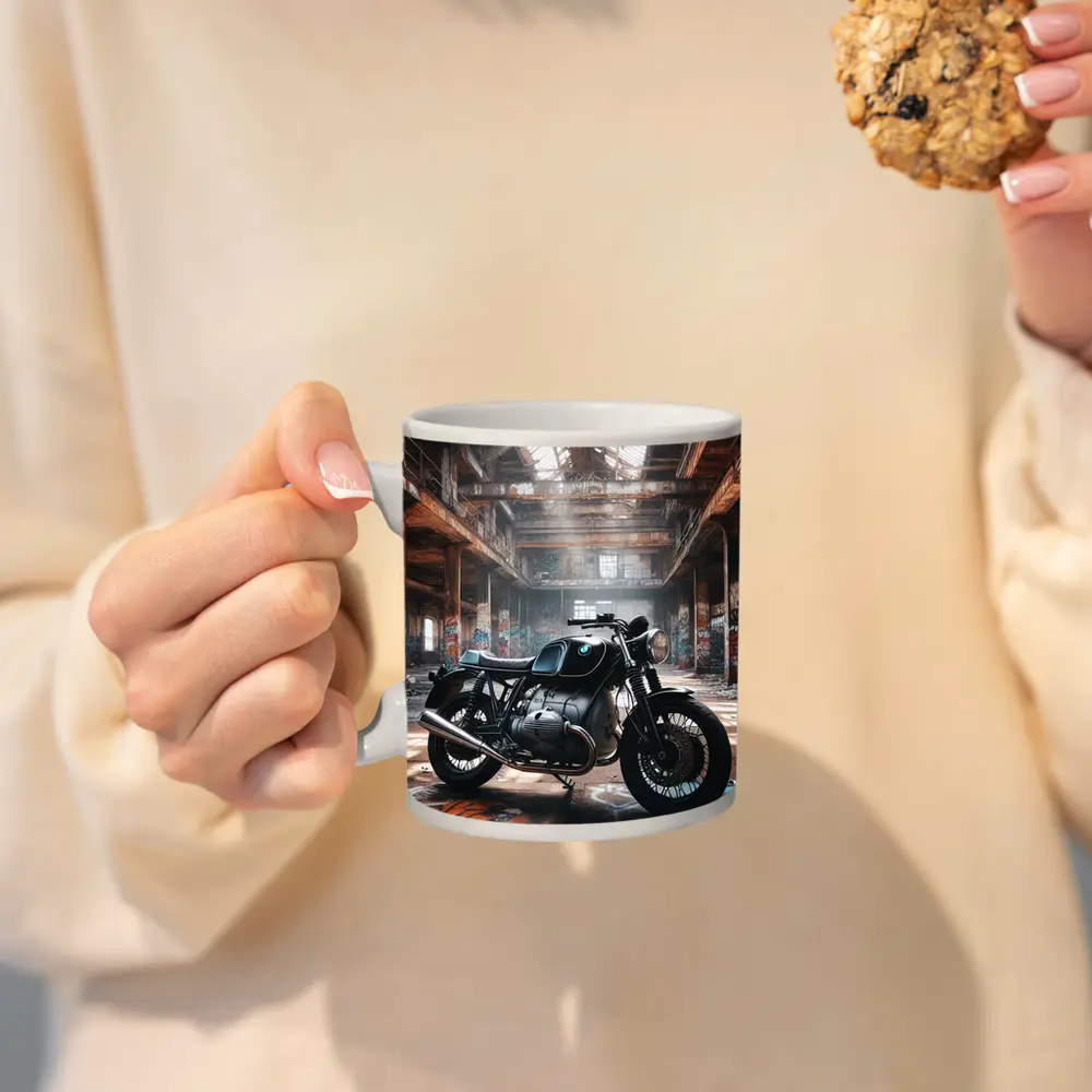 BMW Cafe Racer Motorcycle Abandoned Industrial Hall – Mugs
