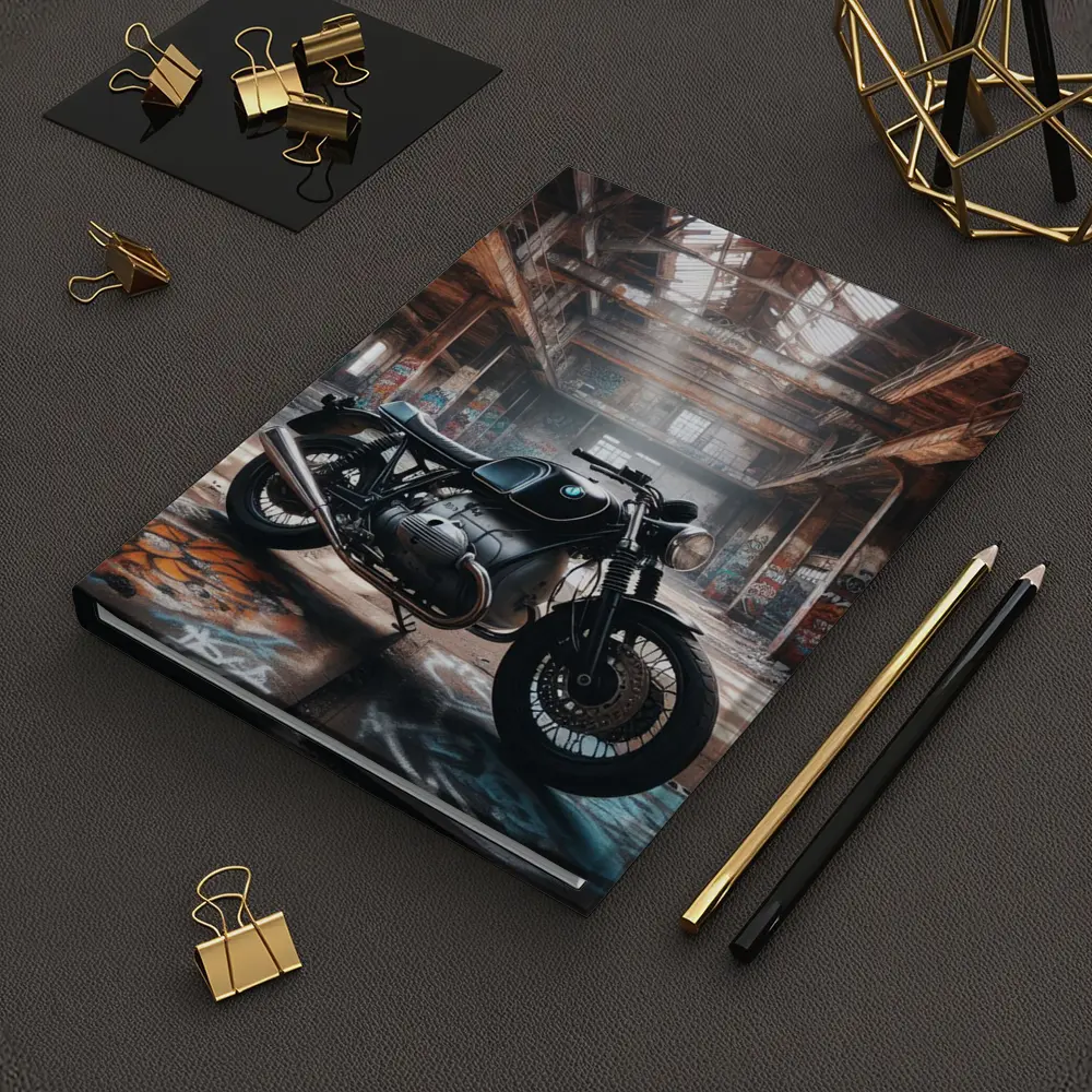BMW Cafe Racer Motorcycle Abandoned Industrial Hall – Notebooks