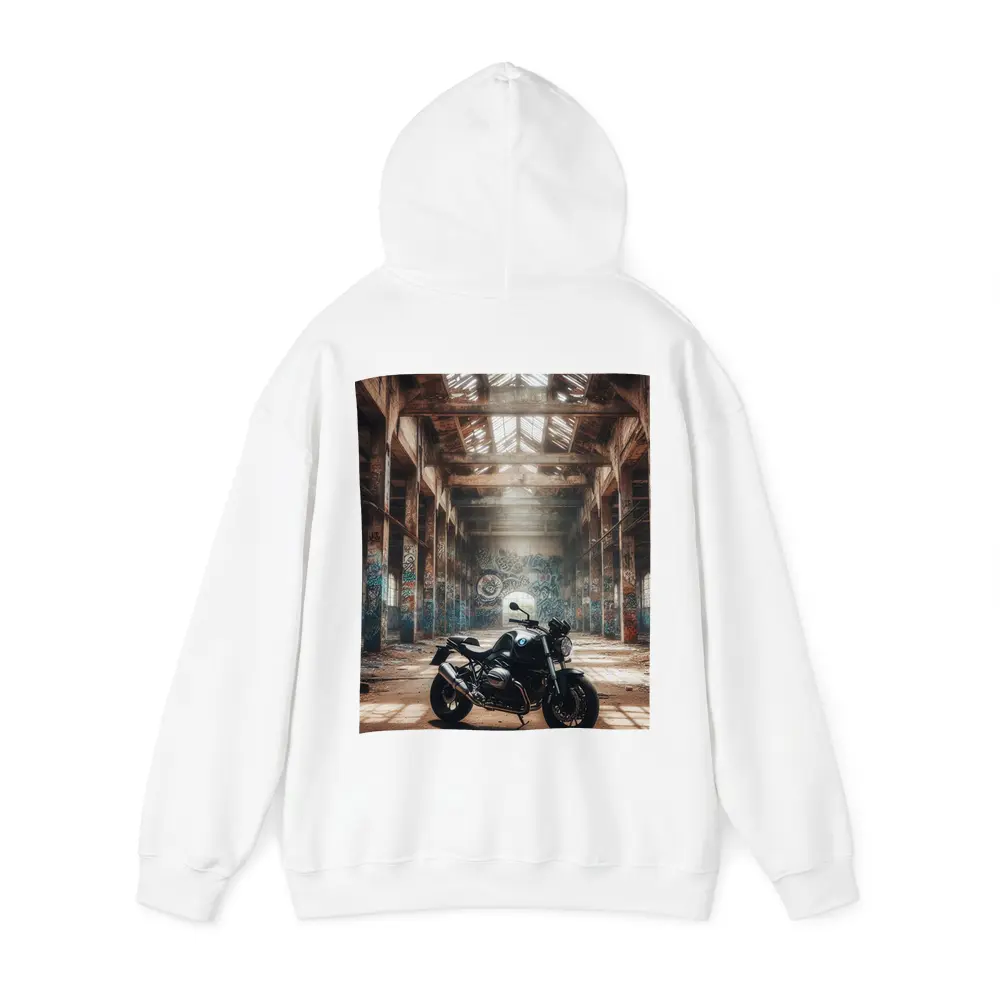 BMW Motorcycle Abandoned Warehouse Graffiti Scene – Hoodies