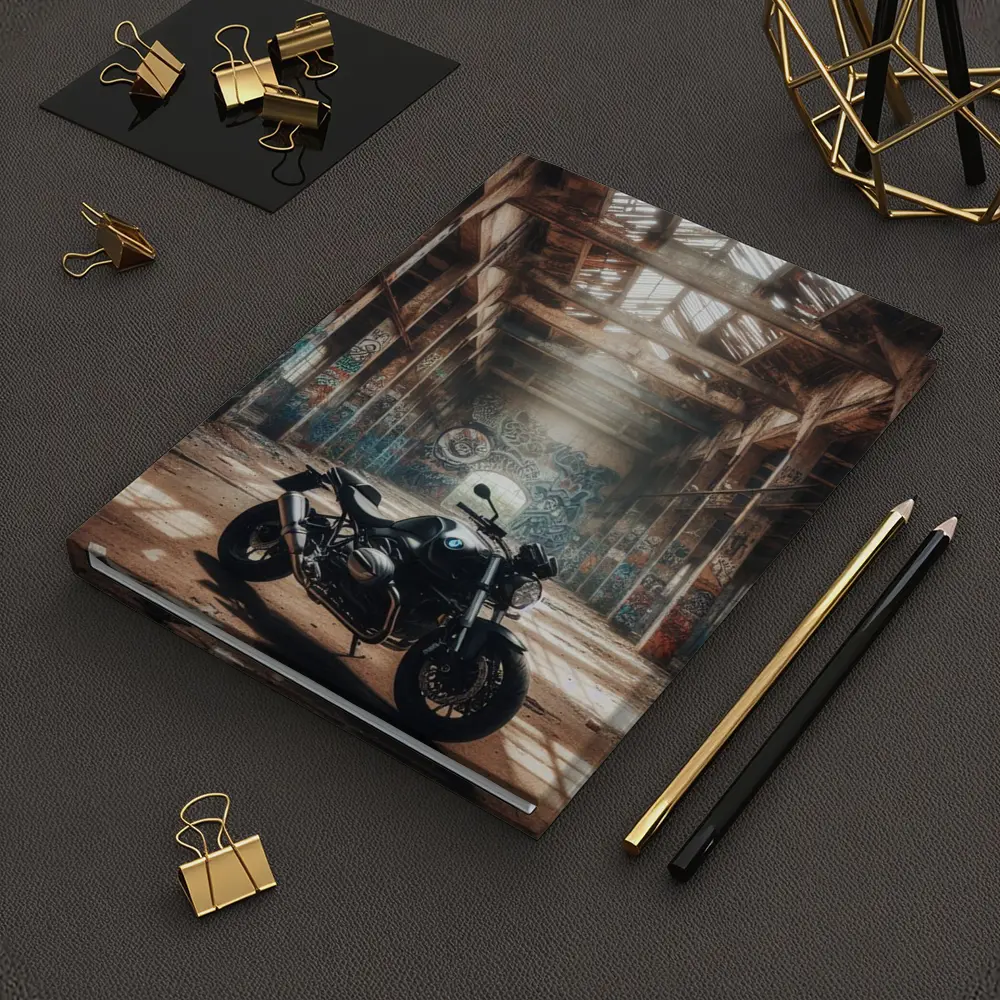 BMW Motorcycle Abandoned Warehouse Graffiti Scene – Notebooks
