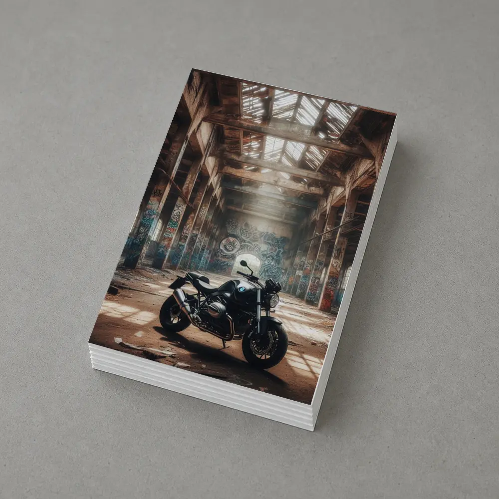 BMW Motorcycle Abandoned Warehouse Graffiti Scene – Postcards