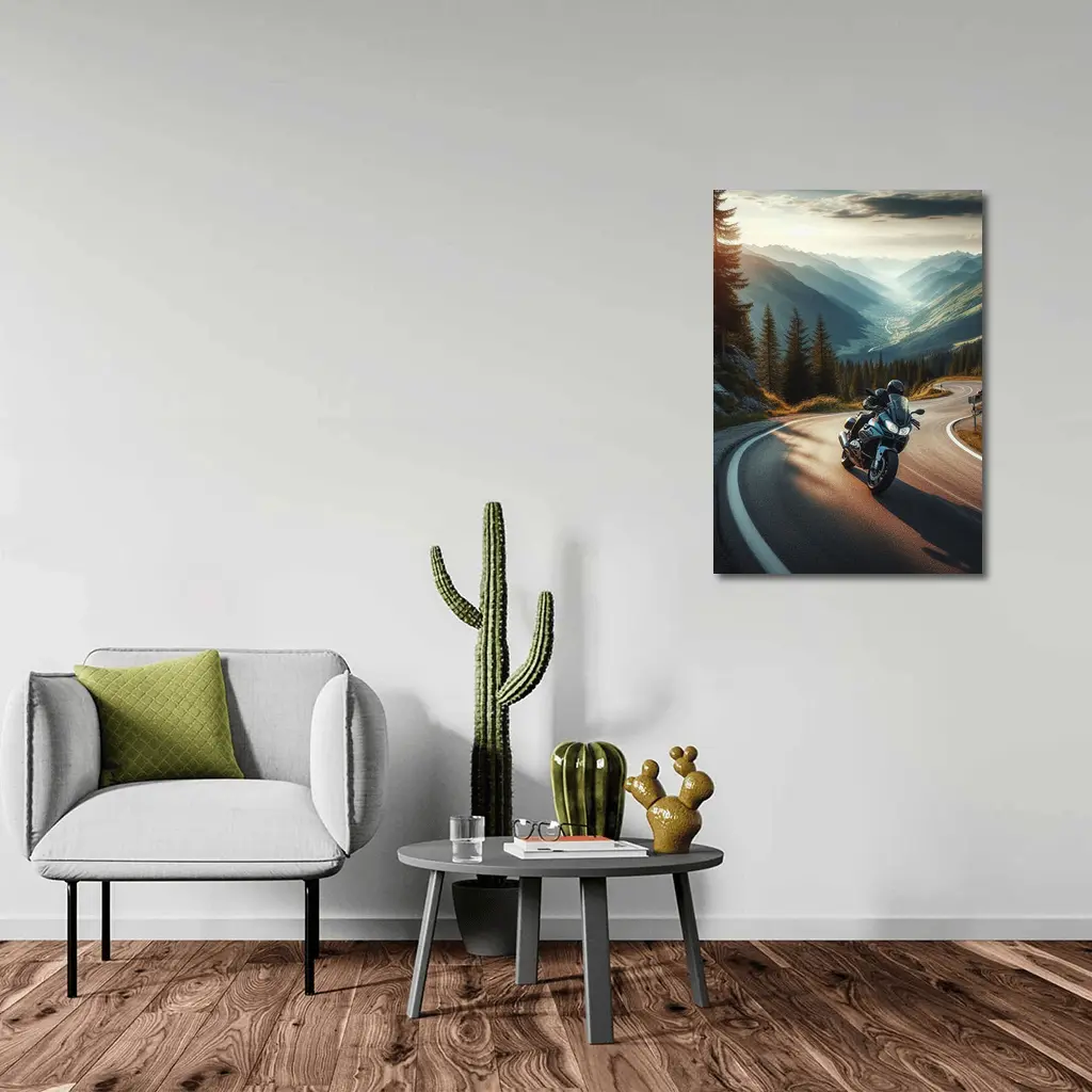 Touring Motorcycle Winding Alpine Mountain Road – Wall Art