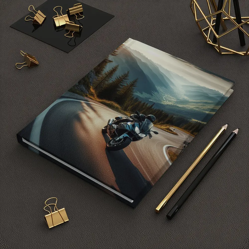 Touring Motorcycle Winding Alpine Mountain Road – Notebooks