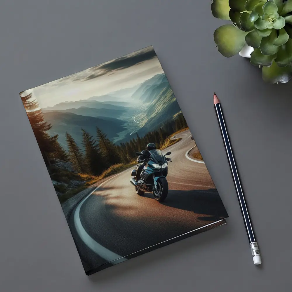 Touring Motorcycle Winding Alpine Mountain Road – Notebooks