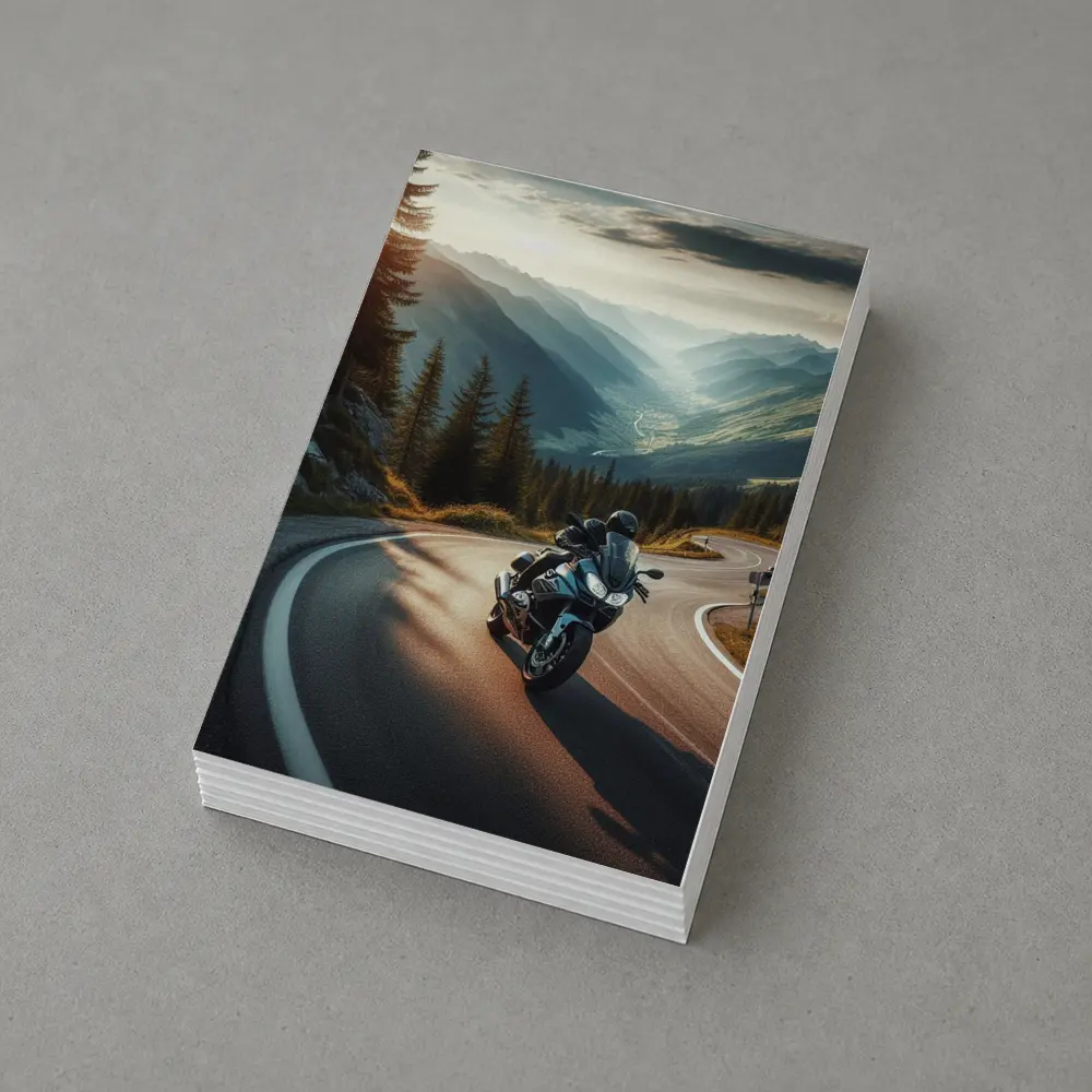Touring Motorcycle Winding Alpine Mountain Road – Postcards