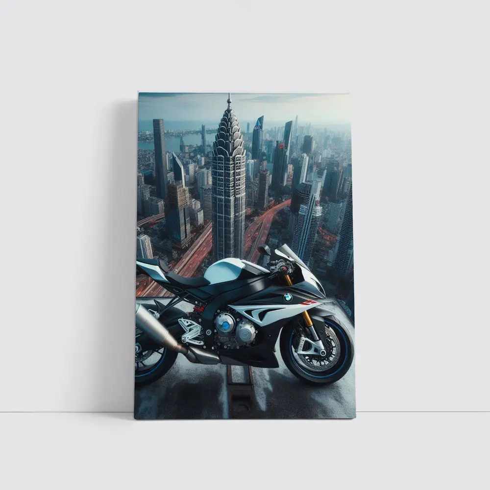 BMW S1000RR Sport Bike City Skyline – Wall Art