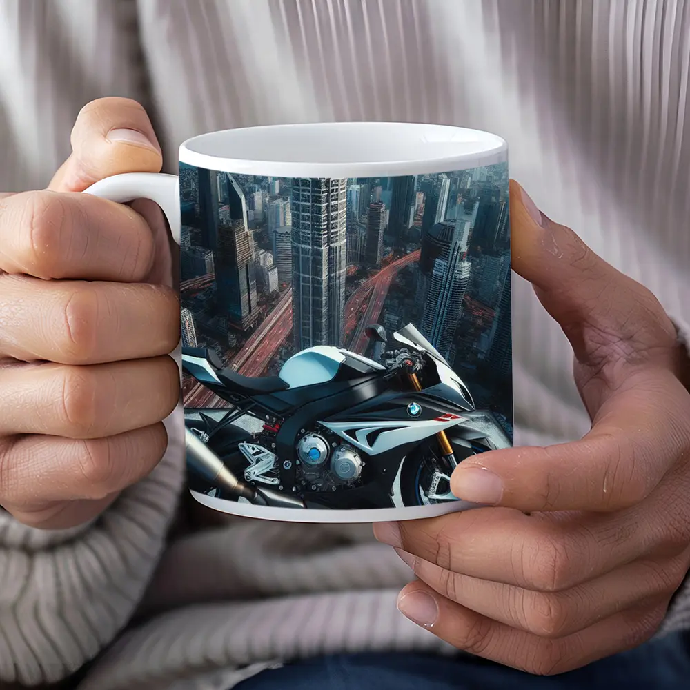 BMW S1000RR Sport Bike City Skyline – Mugs
