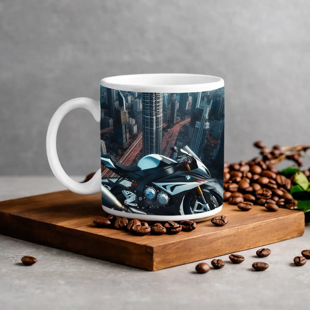 BMW S1000RR Sport Bike City Skyline – Mugs