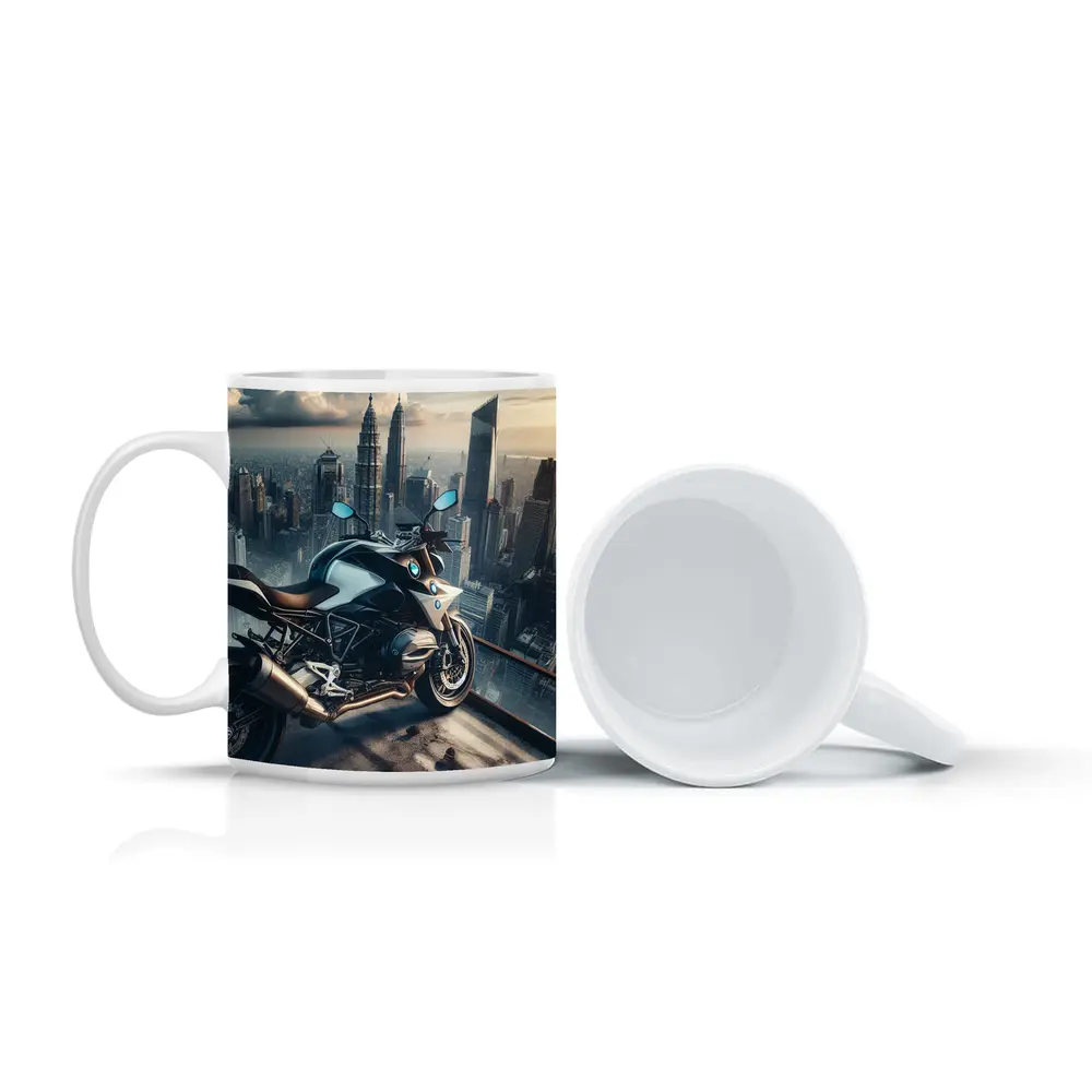 BMW Motorcycle City Skyline Rooftop View – Mugs
