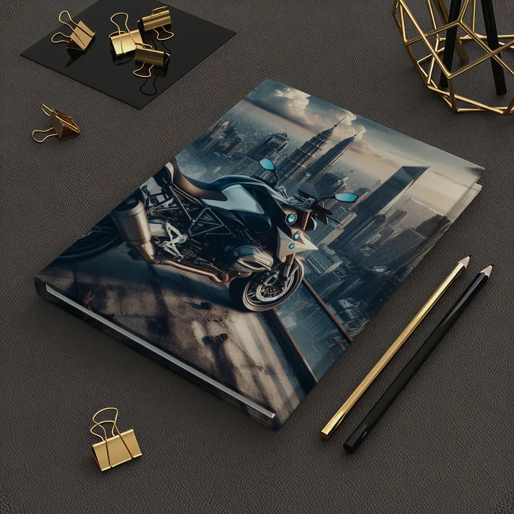 BMW Motorcycle City Skyline Rooftop View – Notebooks