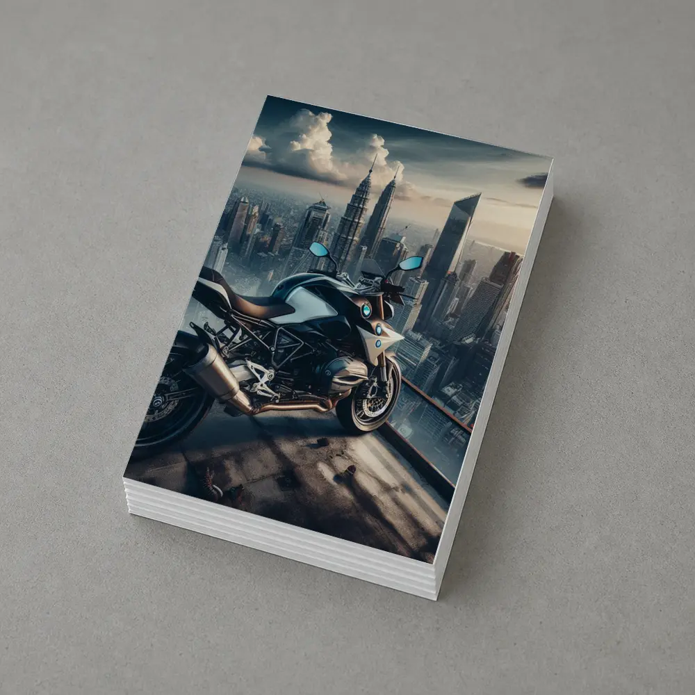 BMW Motorcycle City Skyline Rooftop View – Postcards