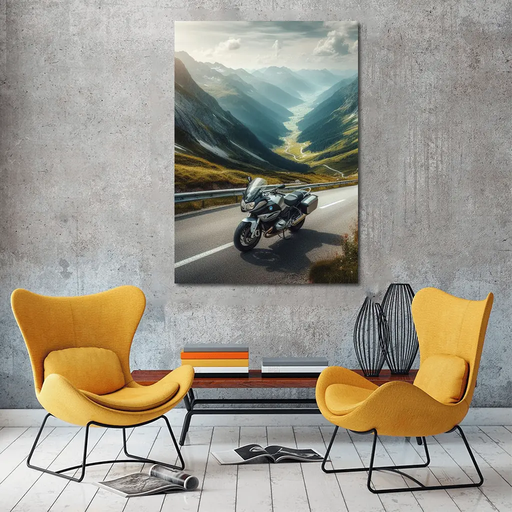 BMW Touring Motorcycle Alpine Mountain Road – Wall Art
