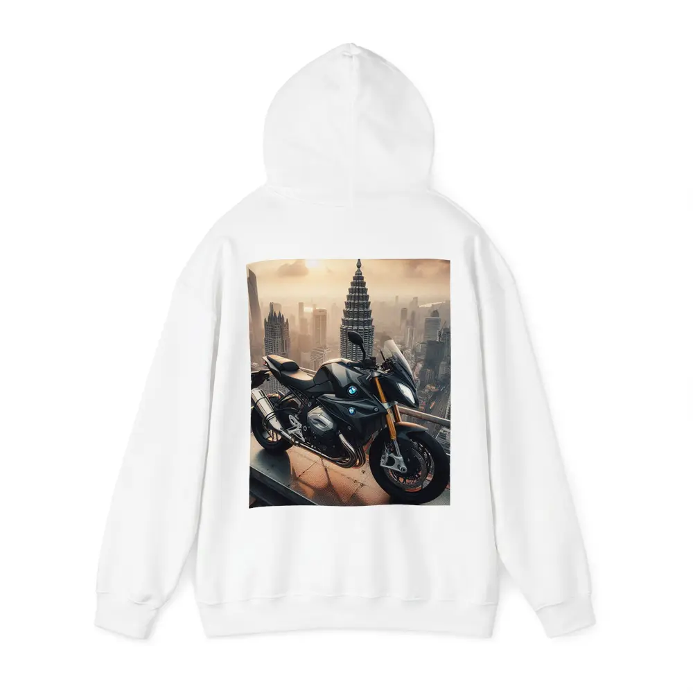 BMW Motorcycle Rooftop City Skyline View – Hoodies