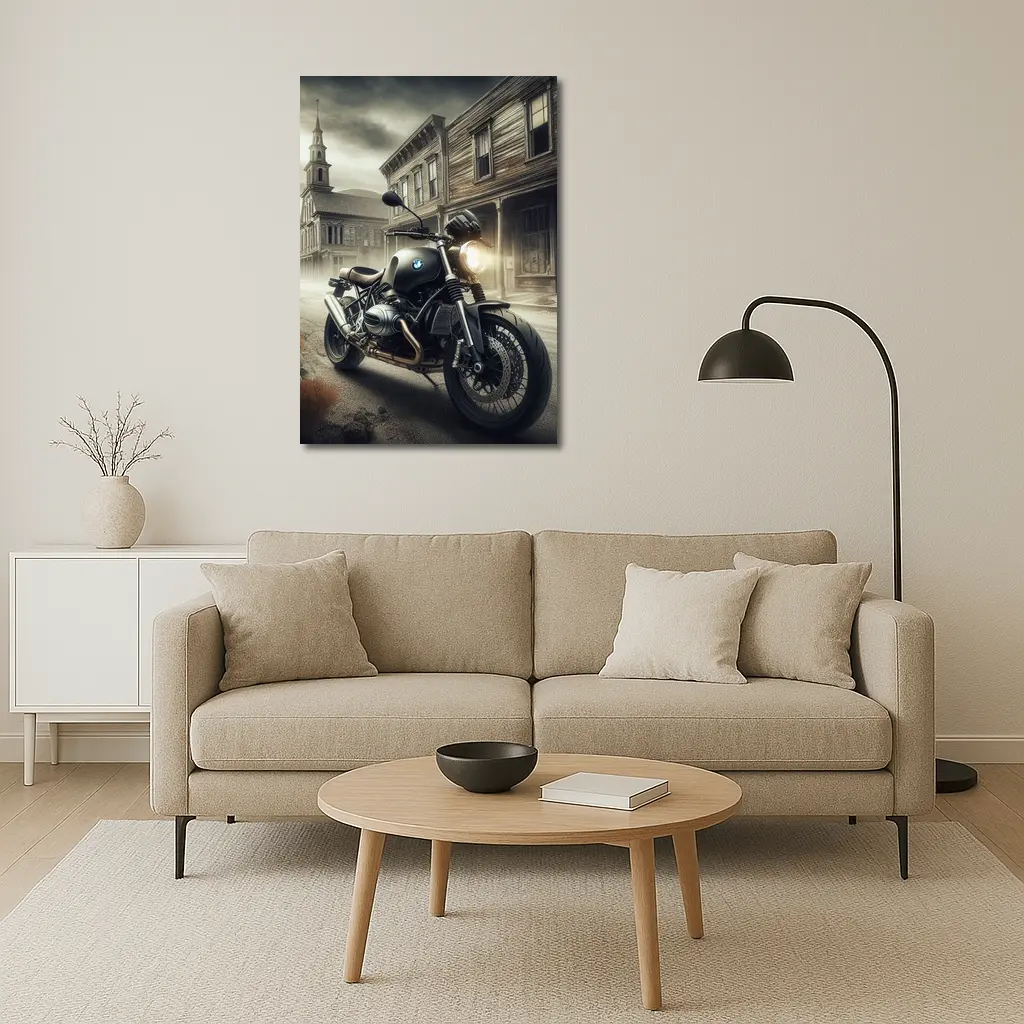 BMW R nineT Ghost Town Street Scene – Wall Art