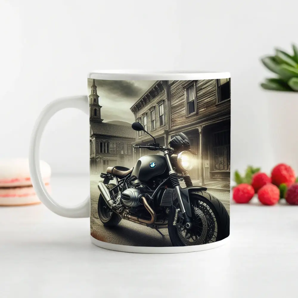 BMW R nineT Ghost Town Street Scene – Mugs