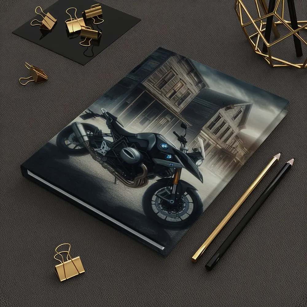 BMW Motorcycle Dark Abandoned Town Street – Notebooks