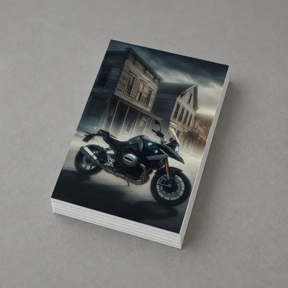 BMW Motorcycle Dark Abandoned Town Street – Postcards