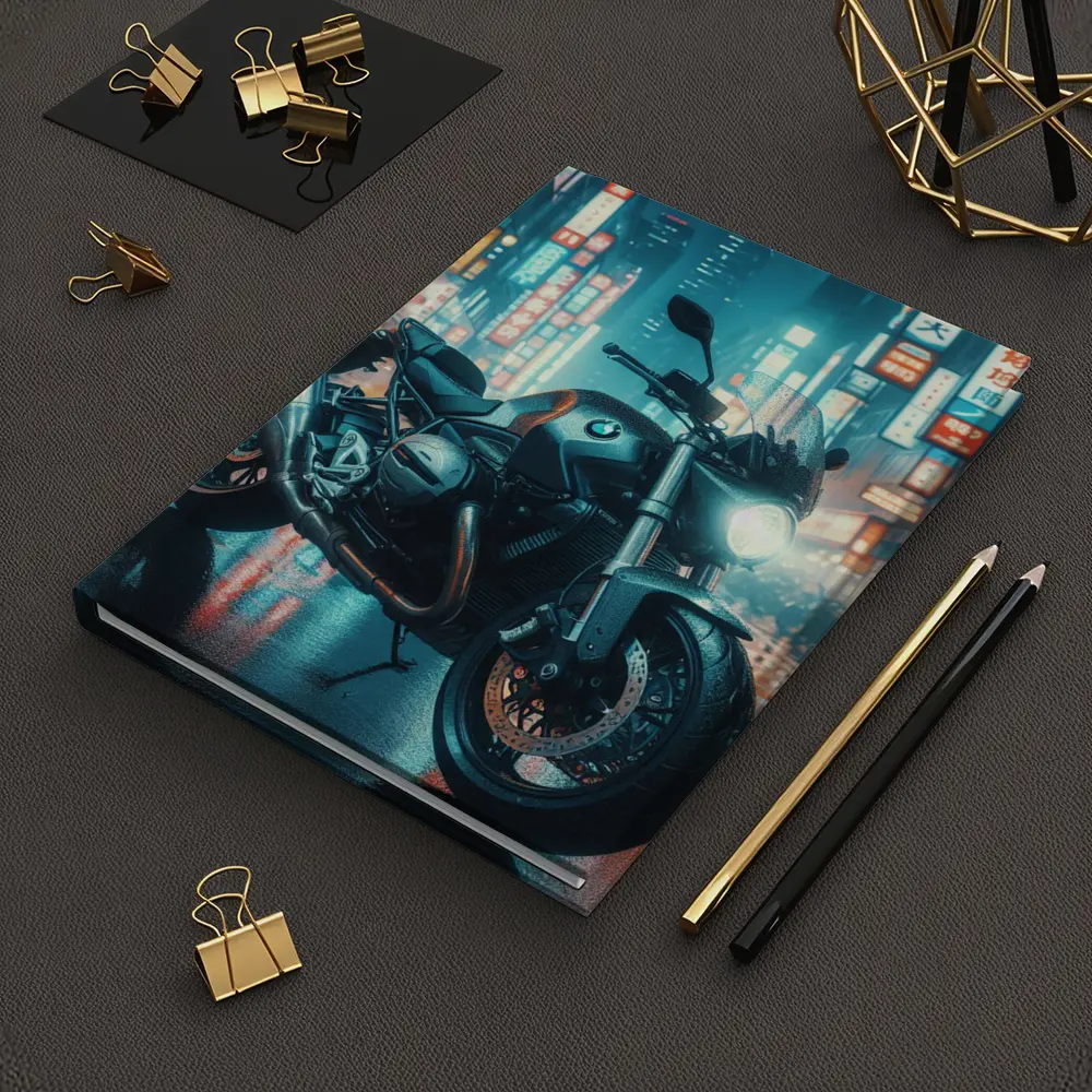 BMW Motorcycle Neon City Night Street – Notebooks