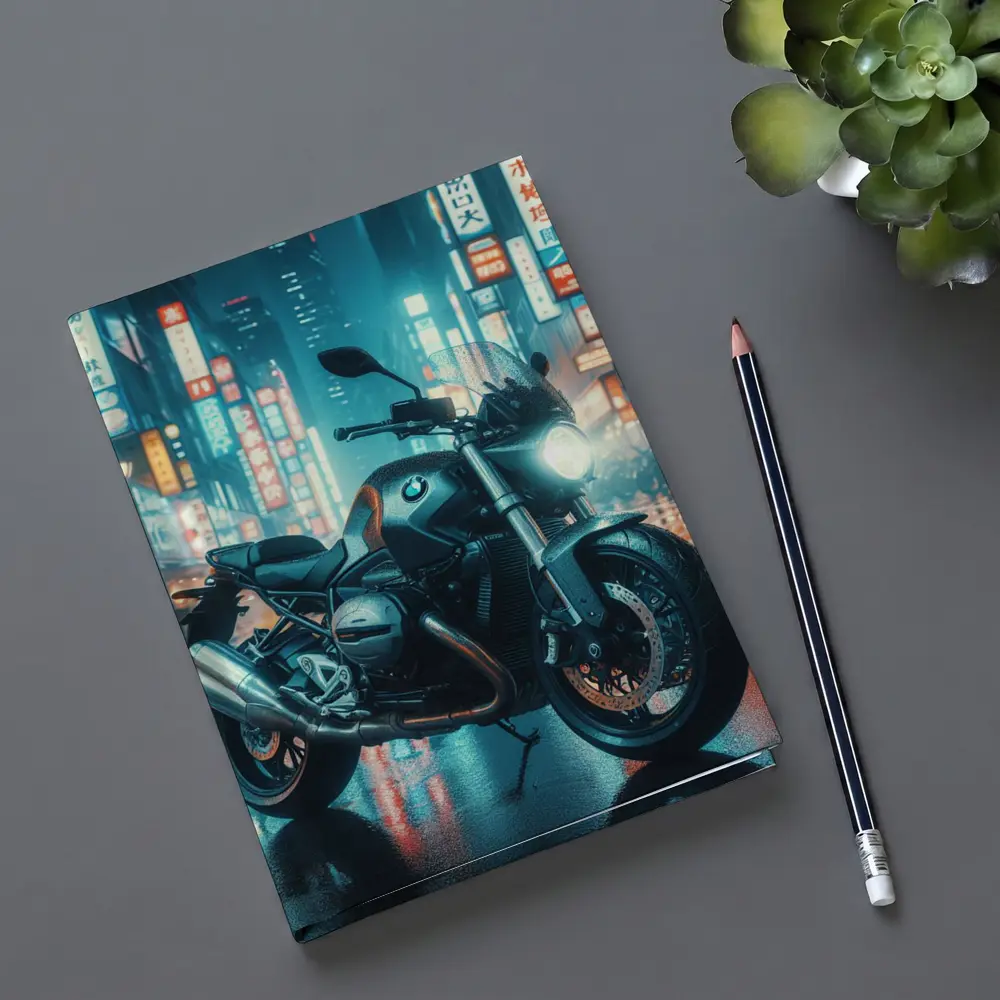 BMW Motorcycle Neon City Night Street – Notebooks