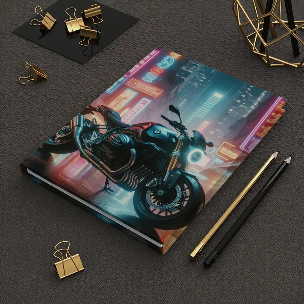 BMW Motorcycle Neon City Night Street – Notebooks