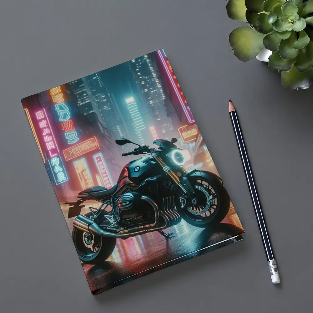 BMW Motorcycle Neon City Night Street – Notebooks