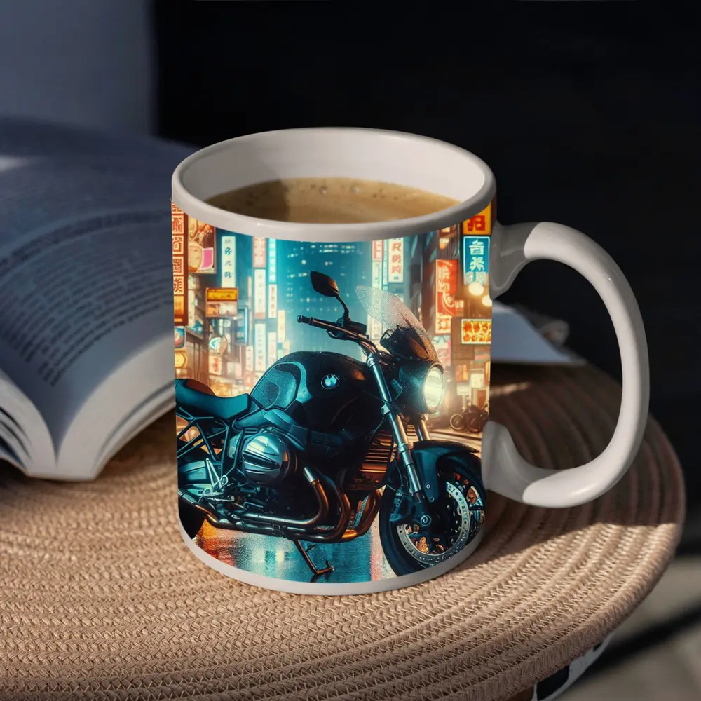 BMW Motorcycle Neon Tokyo City Night – Mugs