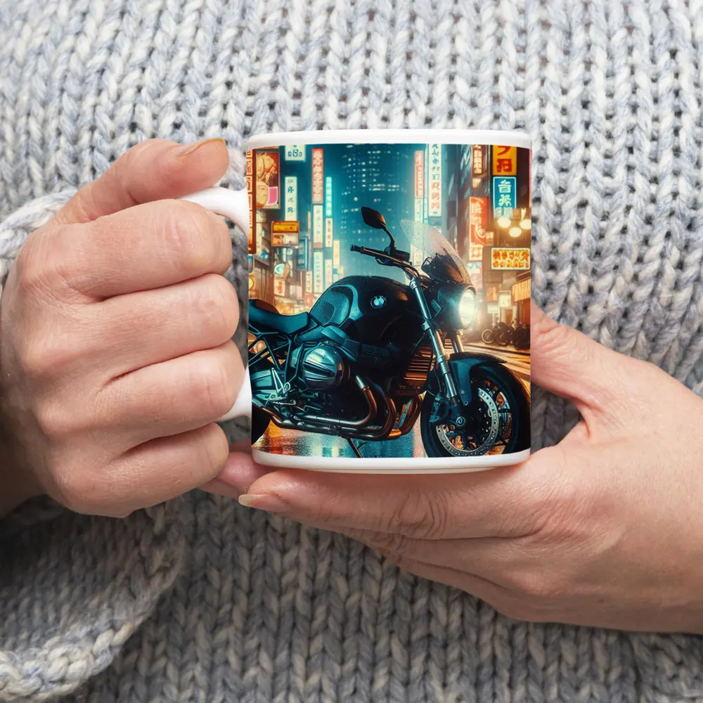 BMW Motorcycle Neon Tokyo City Night – Mugs