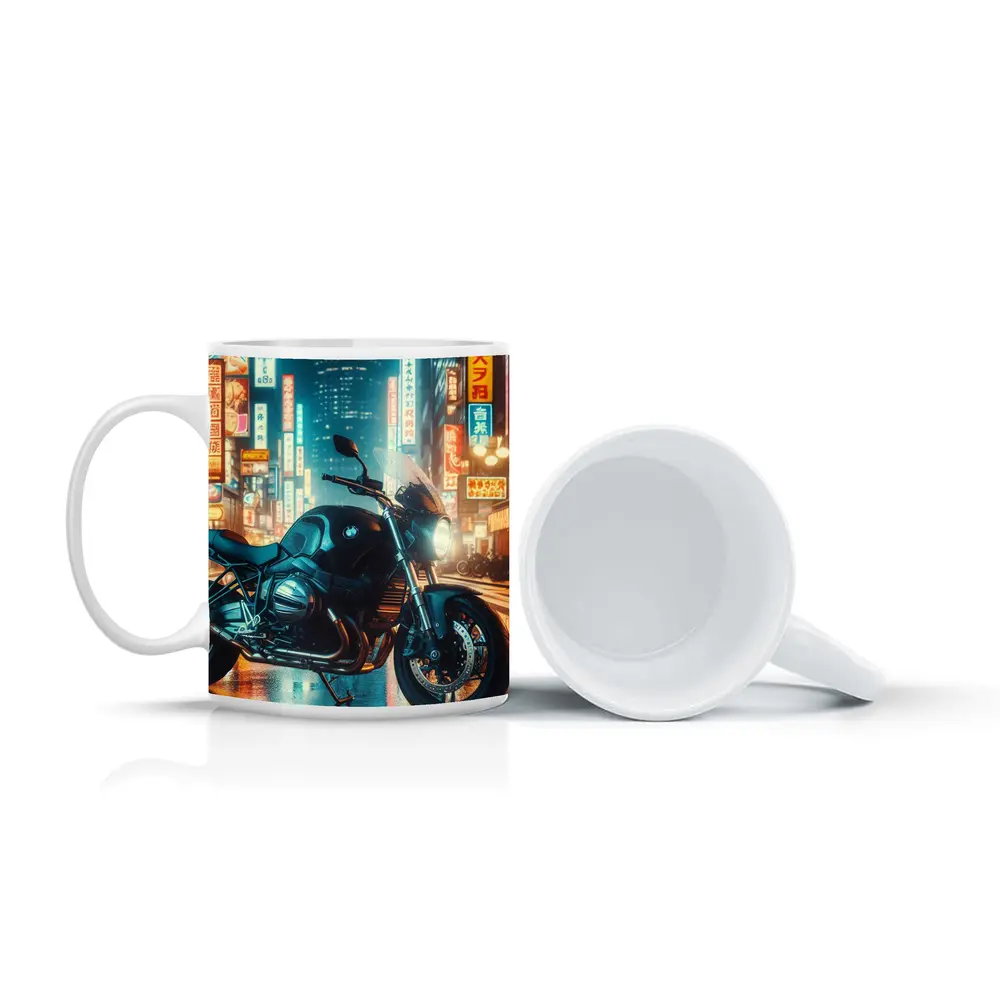 BMW Motorcycle Neon Tokyo City Night – Mugs