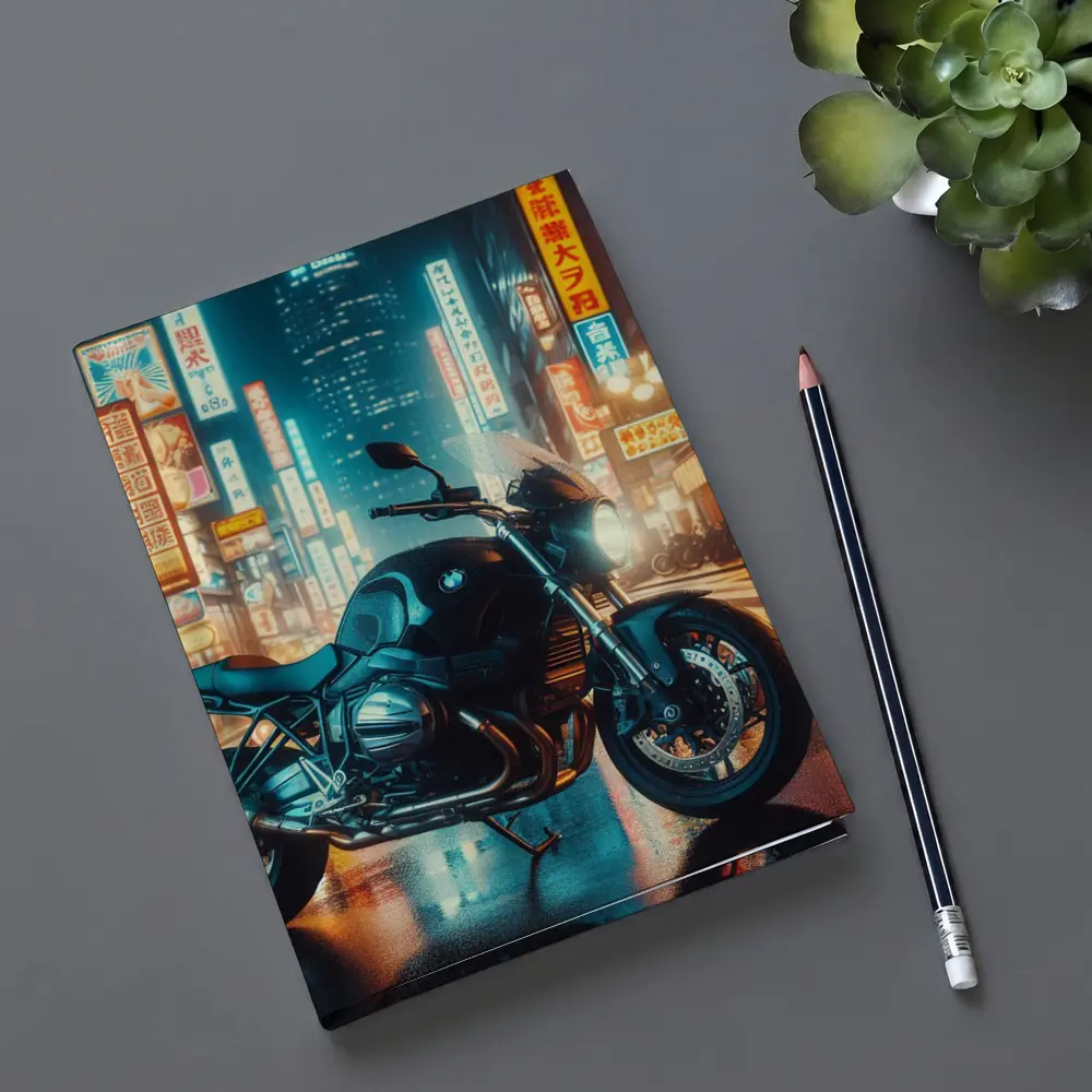 BMW Motorcycle Neon Tokyo City Night – Notebooks