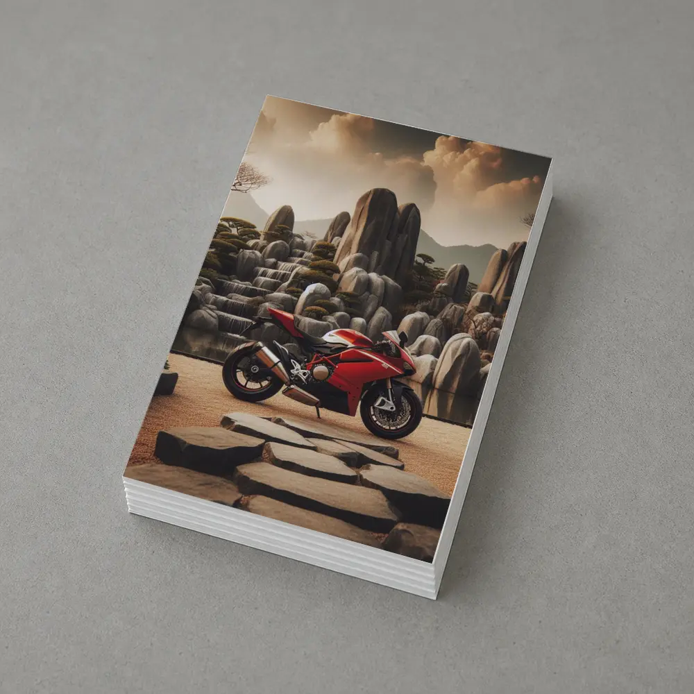 Red Ducati Superbike Japanese Rock Garden – Postcards