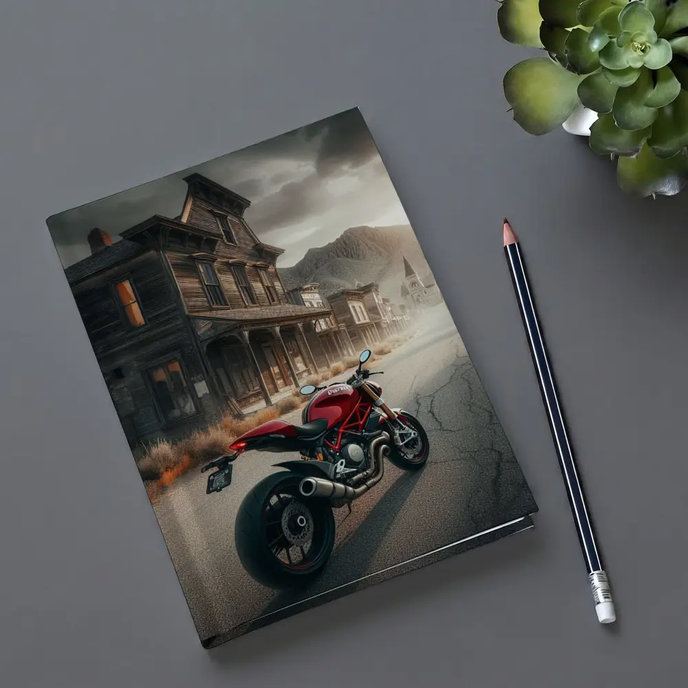 Red Ducati Monster Ghost Town Street – Notebooks