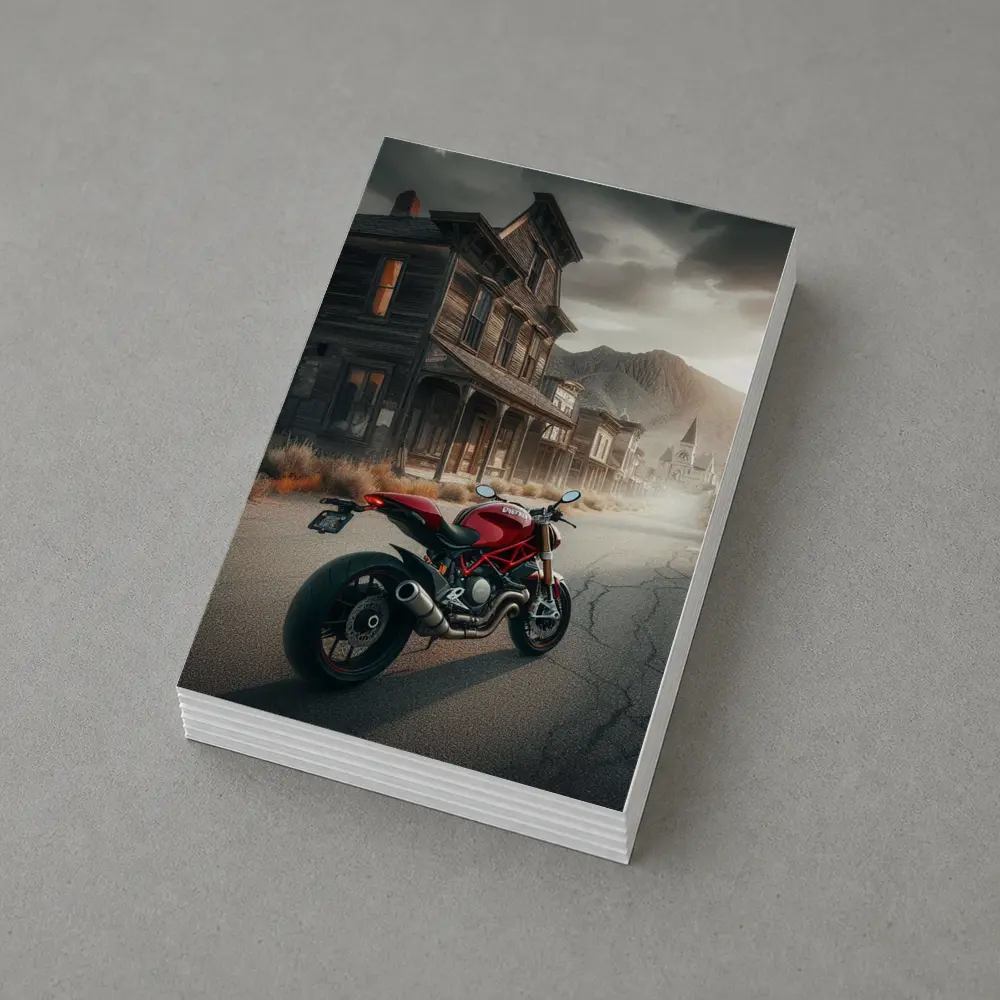 Red Ducati Monster Ghost Town Street – Postcards