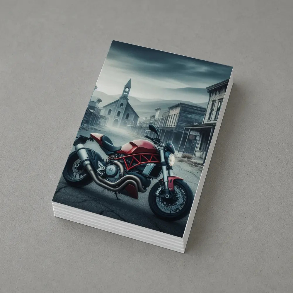 Ducati Monster Red Bike Ghost Town Street – Postcards