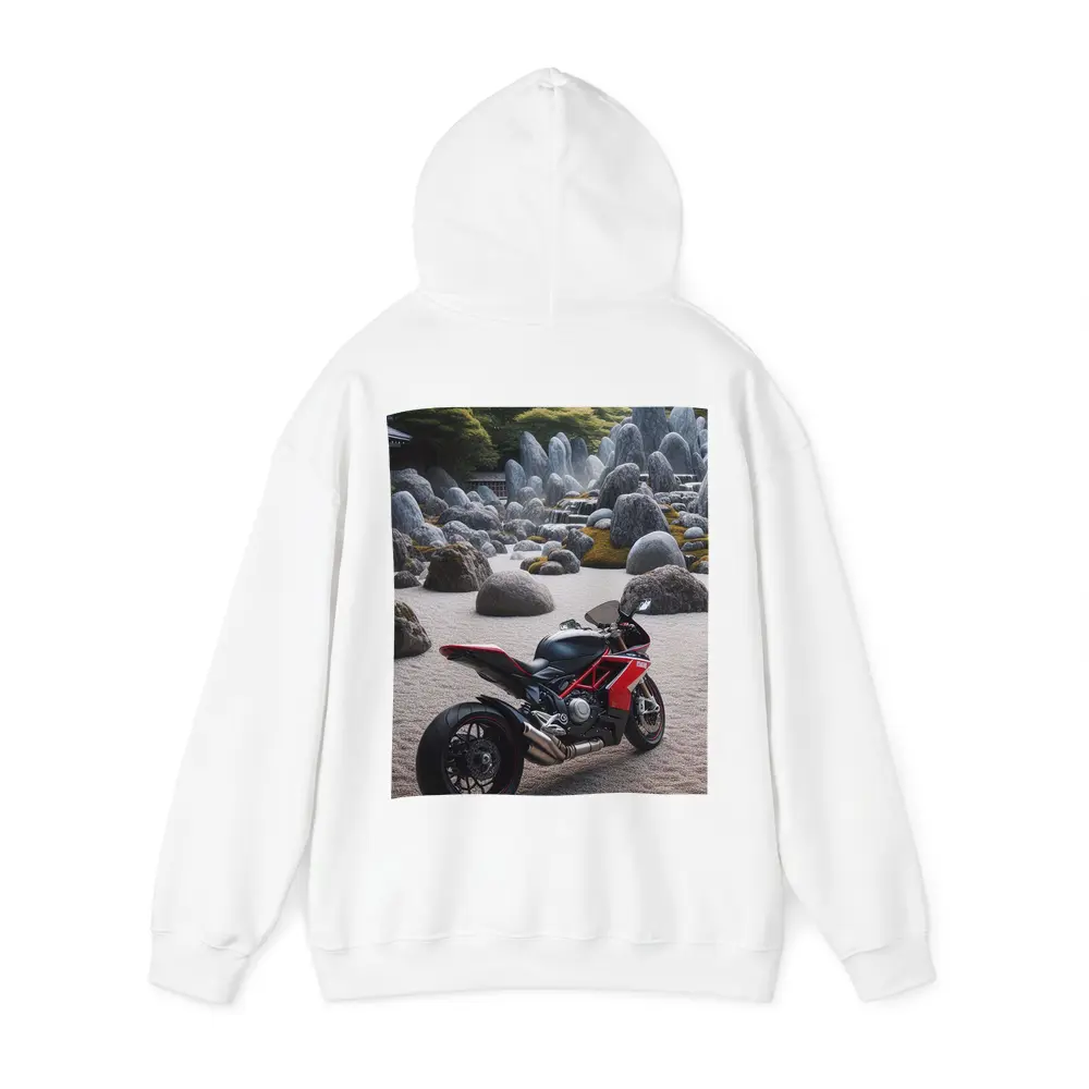 Ducati Superbike Parked In Zen Garden – Hoodies