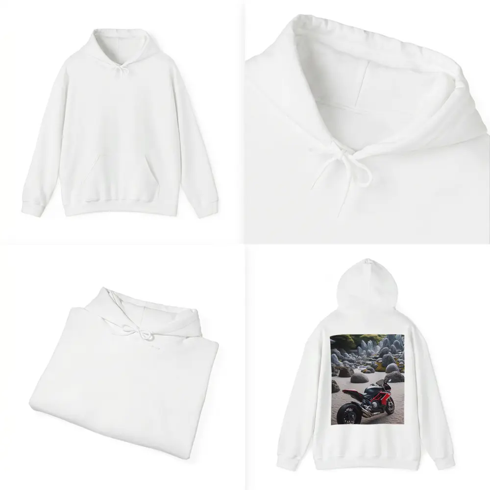 Ducati Superbike Parked In Zen Garden – Hoodies