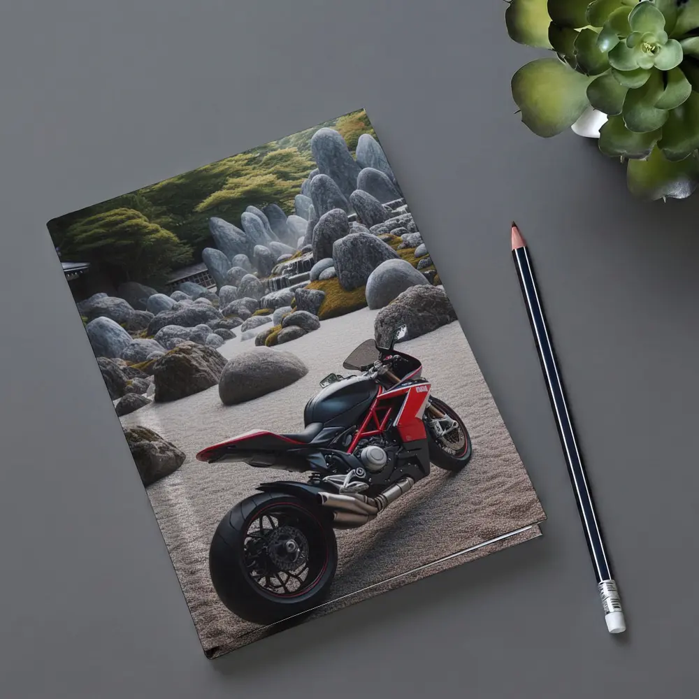 Ducati Superbike Parked In Zen Garden – Notebooks