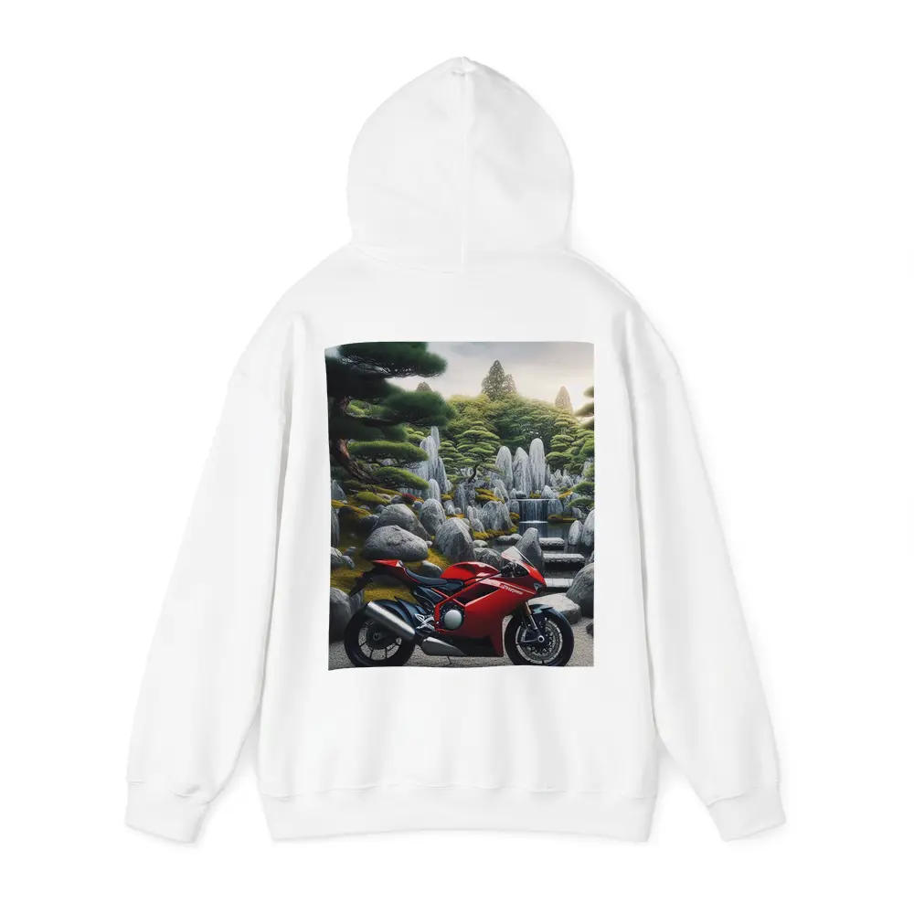 Red Ducati Superbike Japanese Garden Setting – Hoodies