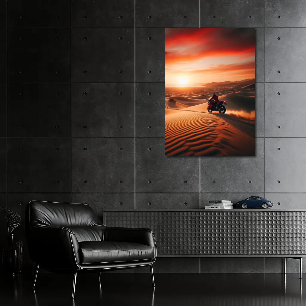 Sport Bike Rider Desert Dunes Sunset – Wall Art