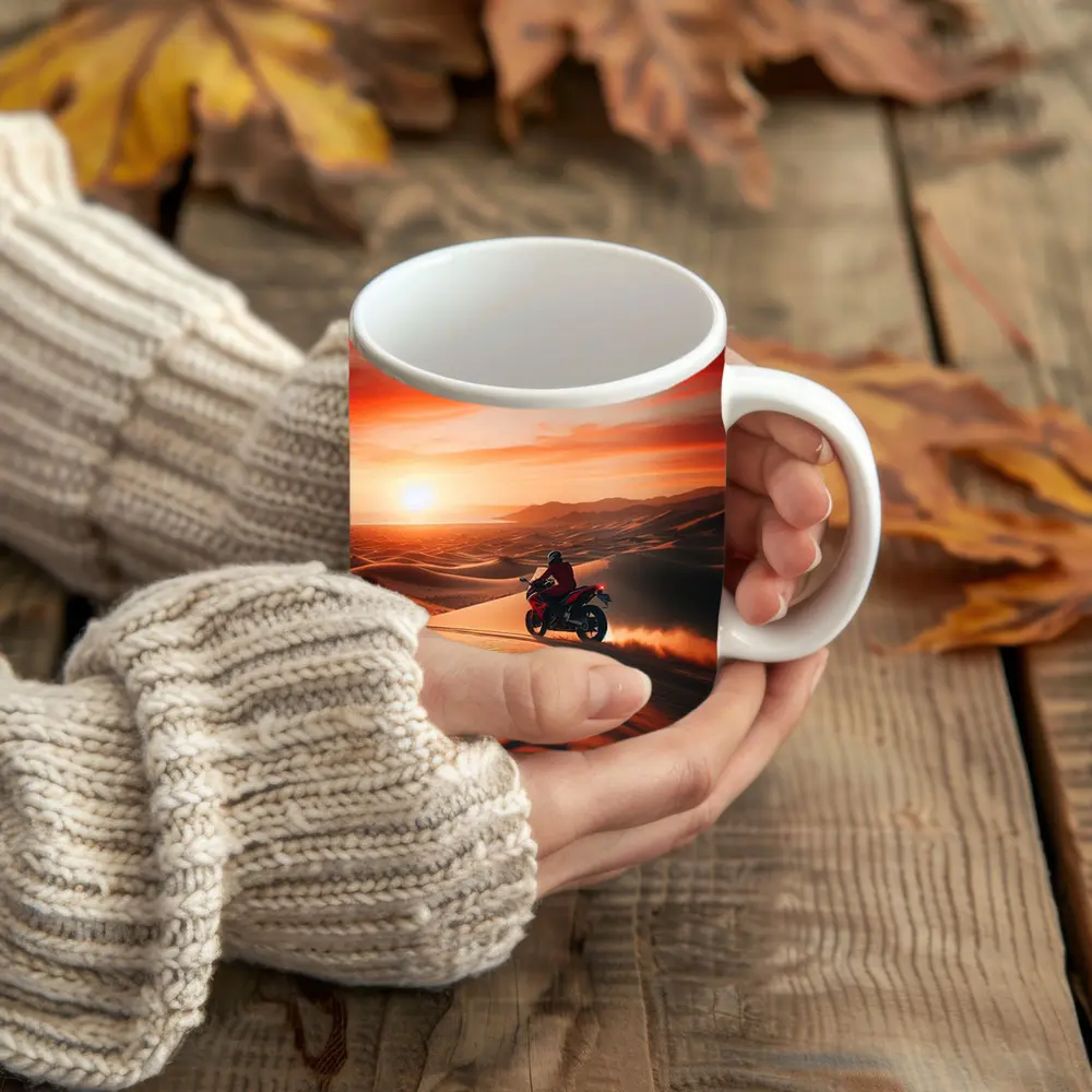 Sport Bike Rider Desert Dunes Sunset – Mugs