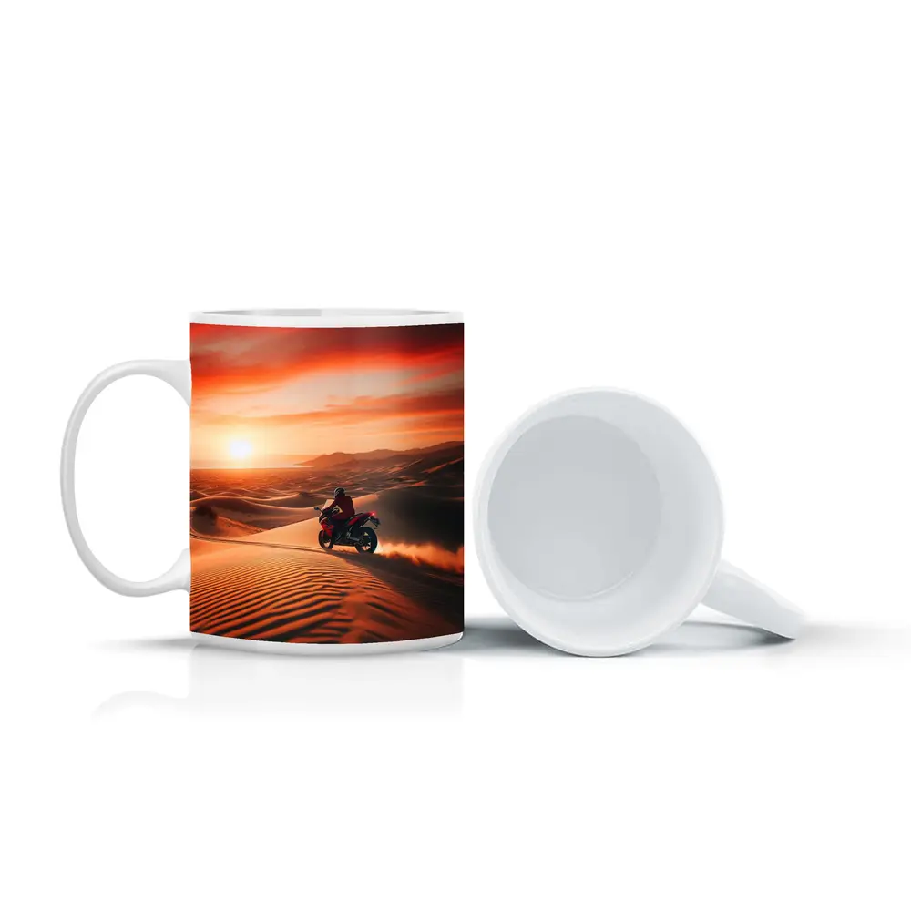 Sport Bike Rider Desert Dunes Sunset – Mugs
