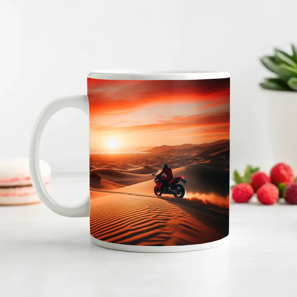 Sport Bike Rider Desert Dunes Sunset – Mugs