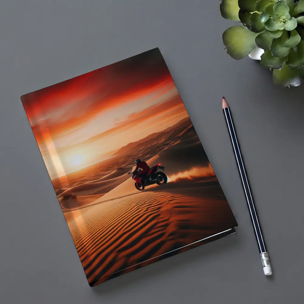 Sport Bike Rider Desert Dunes Sunset – Notebooks